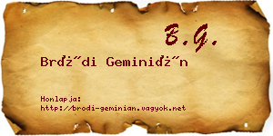 Bródi Geminián névjegykártya